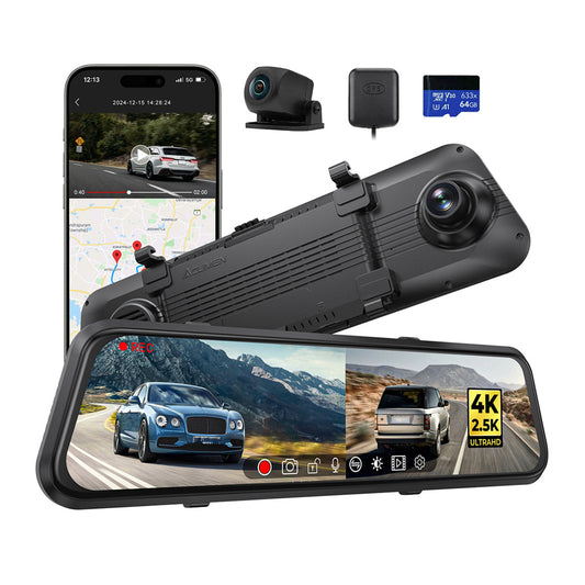 M4 12-inch mirror dash cam with 4K front camera