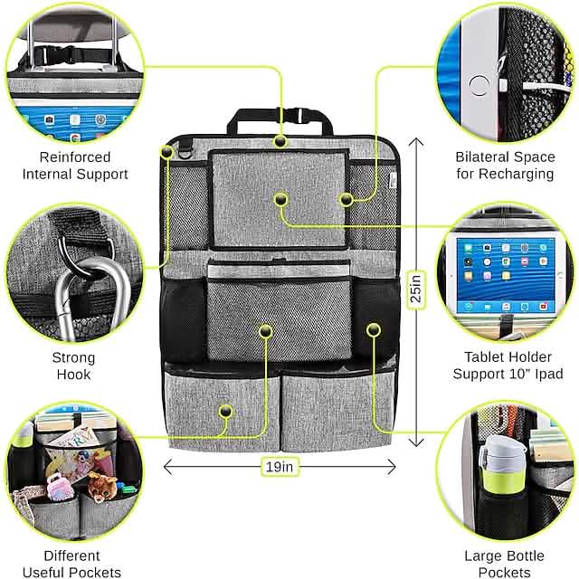 2-Piece Car Rear Seat Organizer Storage Bag | Car Accessories