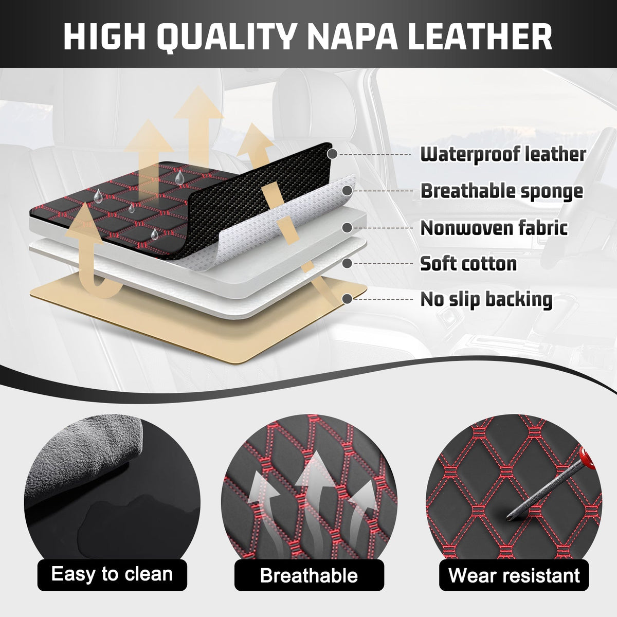 Chevy Silverado GMC Sierra waterproof leather seat covers - view 2
