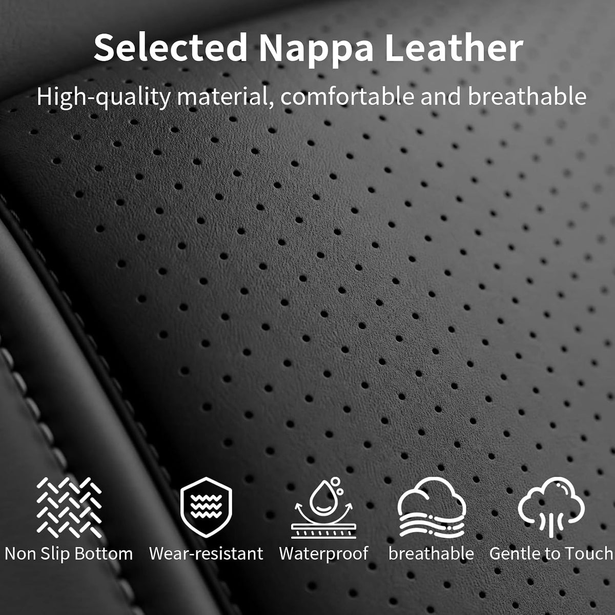 Umbrauto Seat Covers for Toyota Tacoma 2016-2023 Double & Crew Cab,Nappa Leather, 3D Laser-Scan Custom Fit, Waterproof, Easy-Clean, Full Coverage, Airbag Compatible, Pet & Scratch Protection