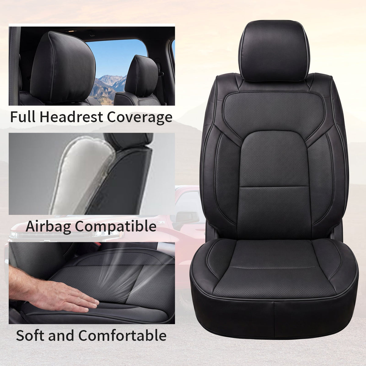 Dodge RAM Car Seat Covers | Nappa Waterproof Leather | Car Accessories