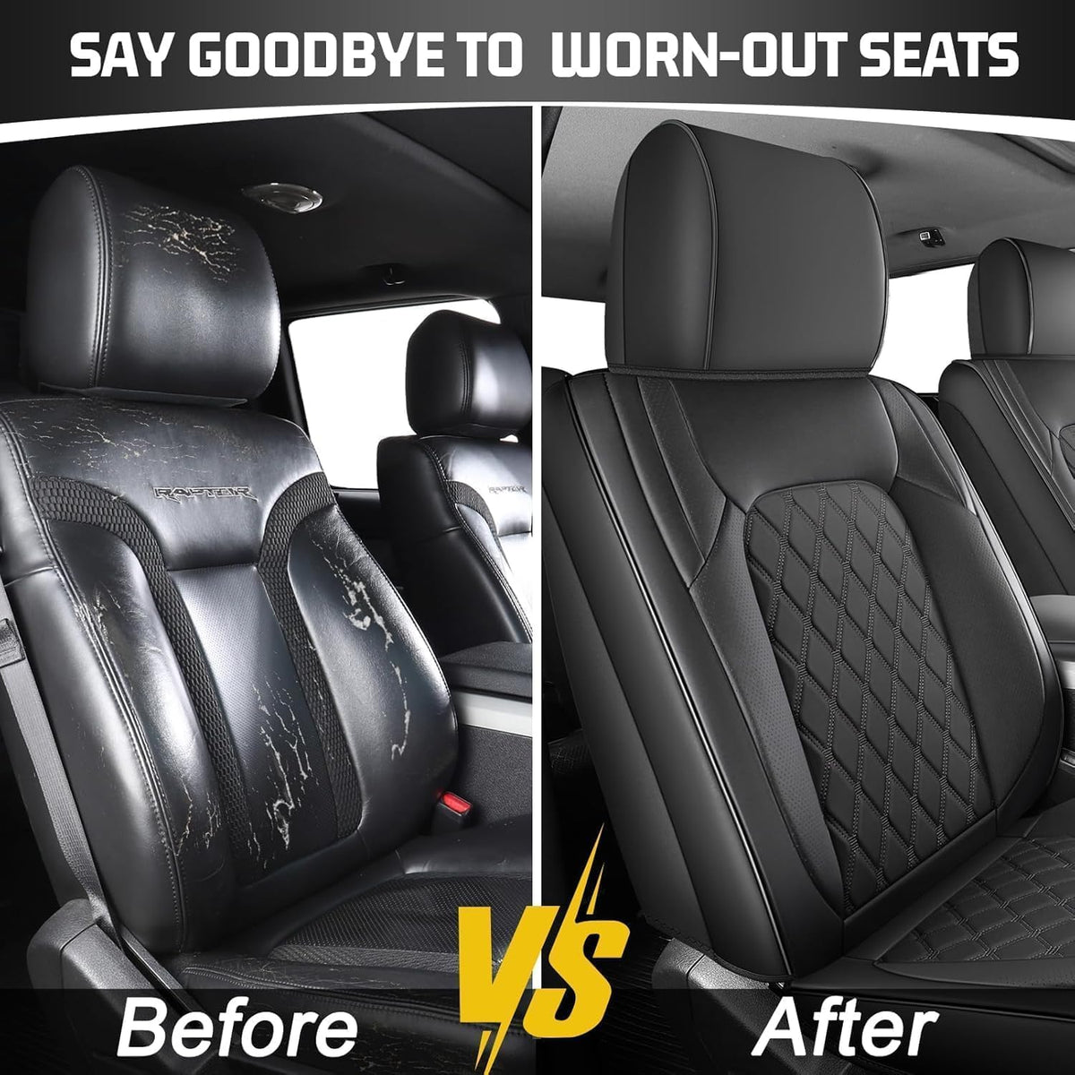 Umbrauto Seat Covers Custom Fit Ford F150, Waterproof Nappa Leather Pickup Truck Seatcovers for 2015-2026 F150 SuperCrew/ 2017-2026 F250 F350 F450 Super Duty Crew Cab XL XLT Lariat King