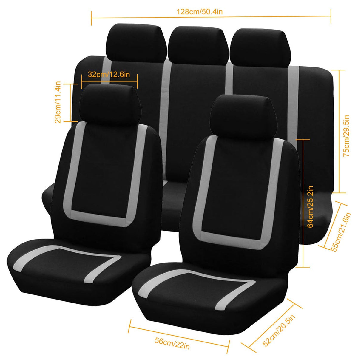 Universal Car Seat Covers | 9-Piece Full Set | Car Accessories
