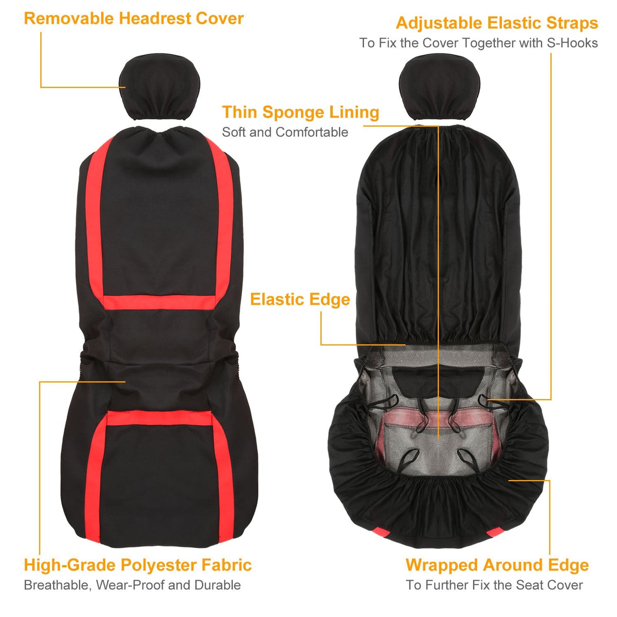 Universal Car Seat Covers | 9-Piece Full Set | Car Accessories