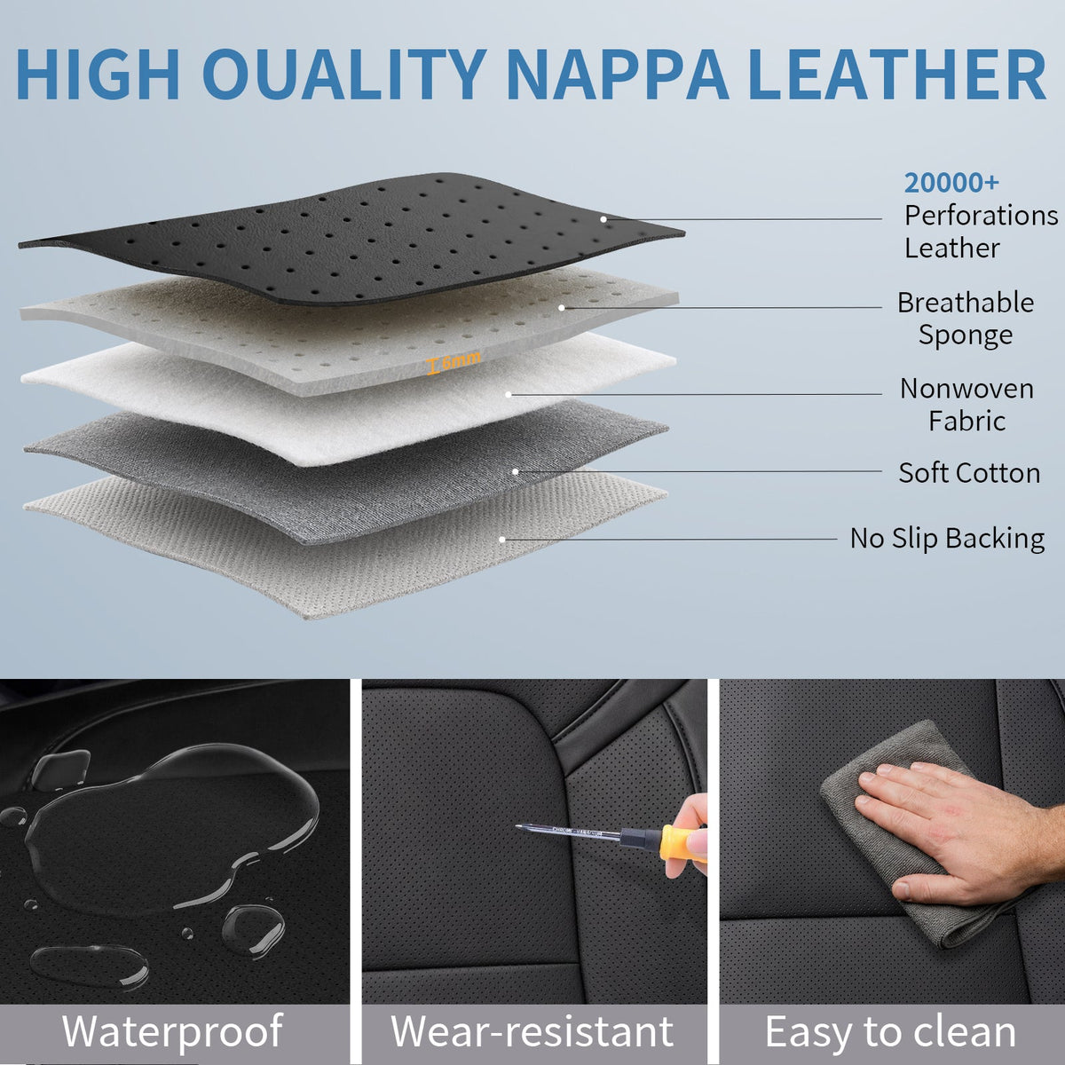 Dodge RAM Car Seat Covers | Nappa Waterproof Leather | Car Accessories