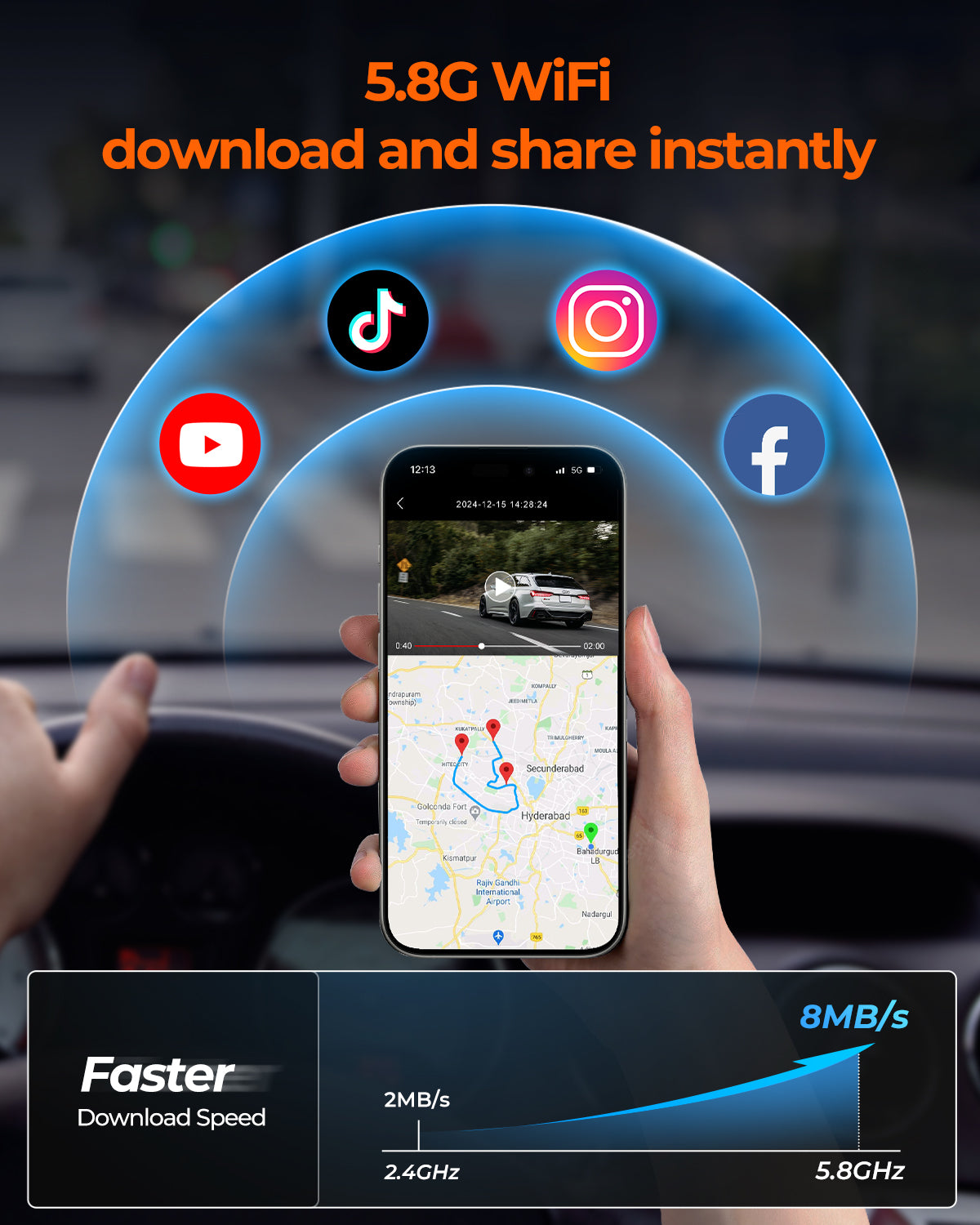 M4 12-inch mirror dash cam with 4K front camera - view 7