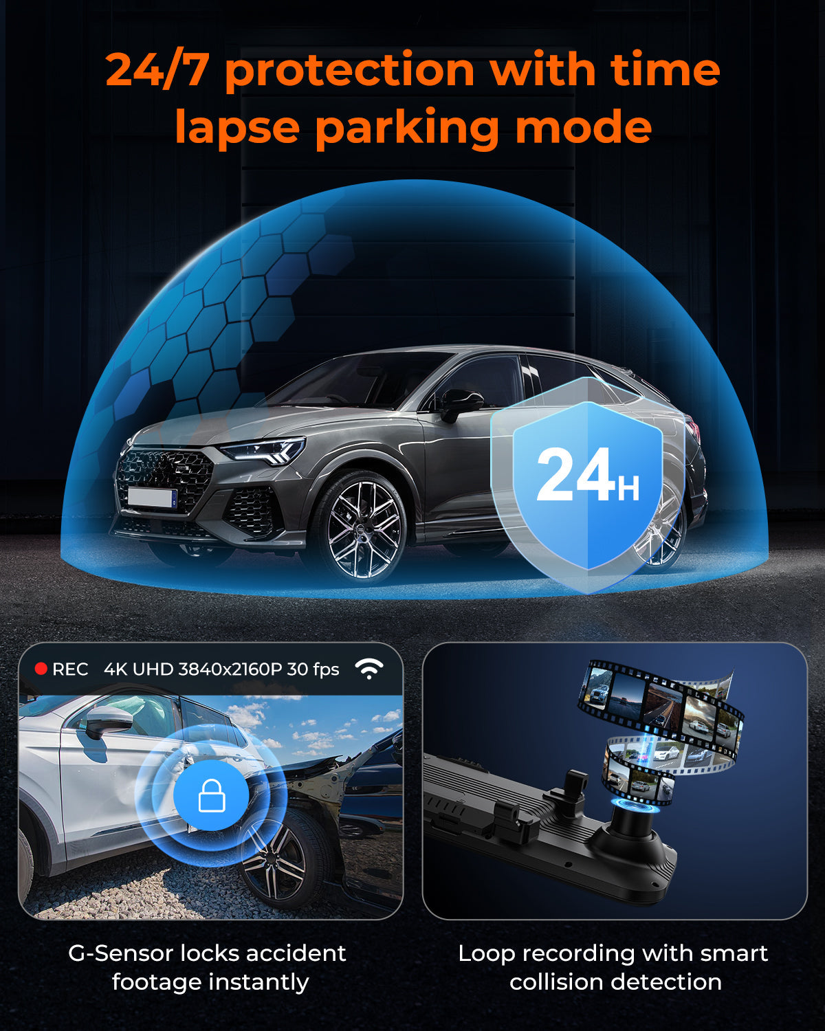 M4 12-inch mirror dash cam with 4K front camera - view 9
