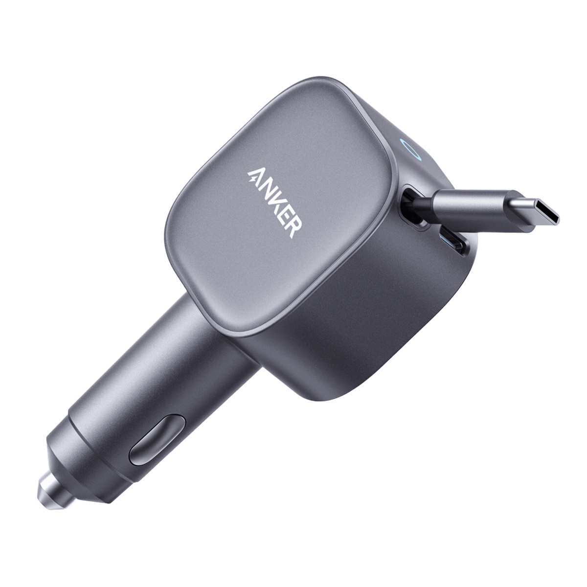 Anker Nano 75W USB-C car charger with retractable cable