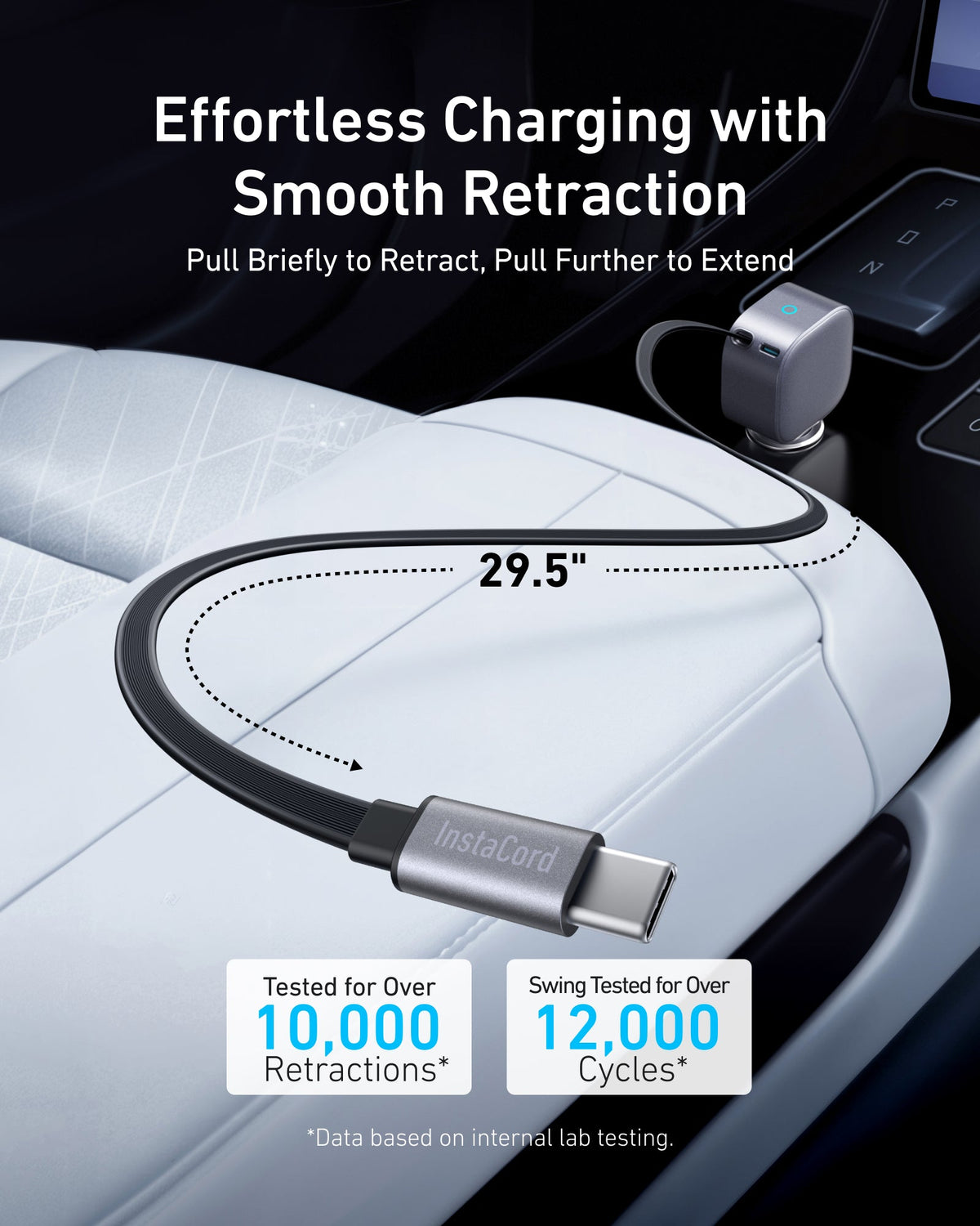 Anker Nano 75W USB-C car charger with retractable cable - view 4