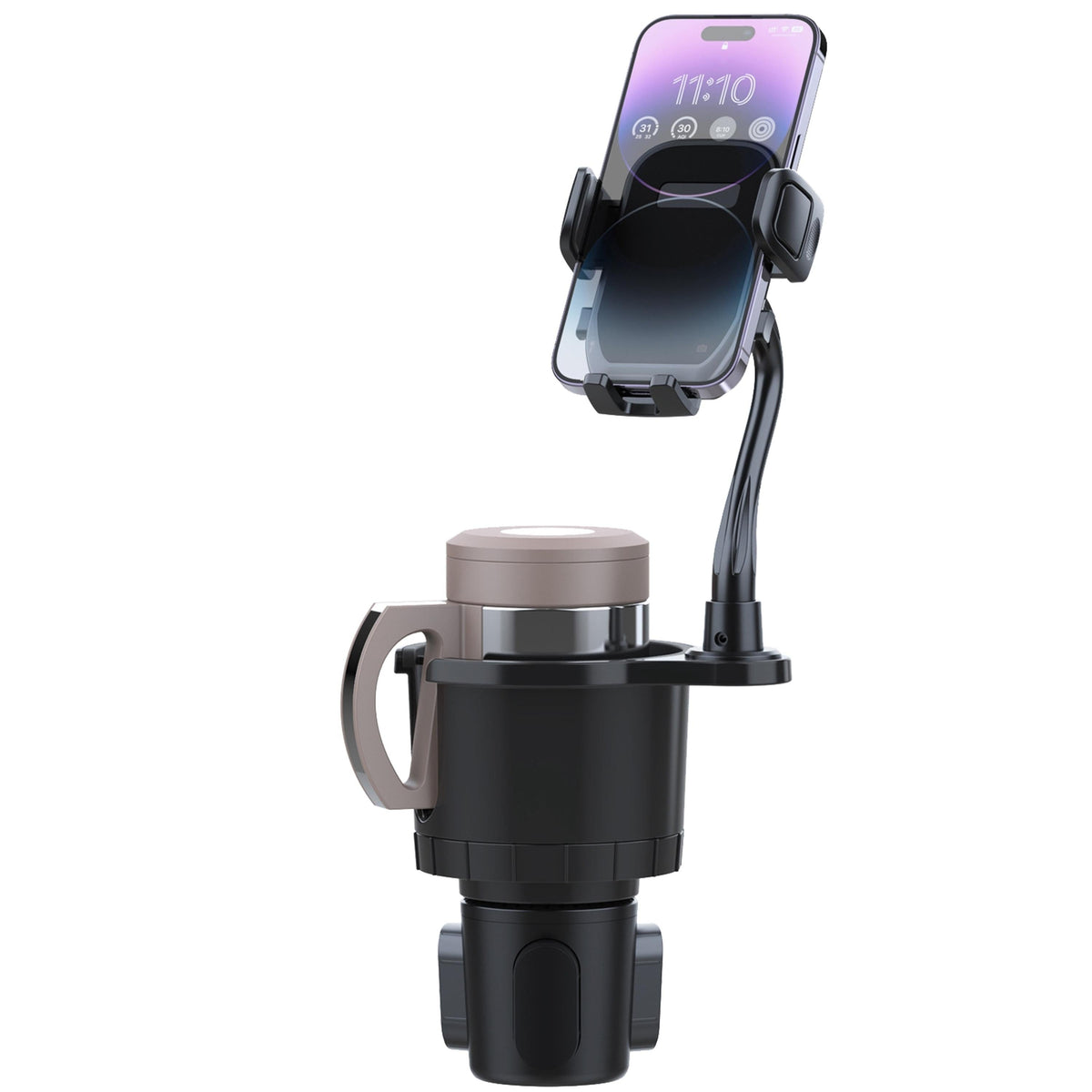 2-in-1 cup holder phone mount with 360° gooseneck