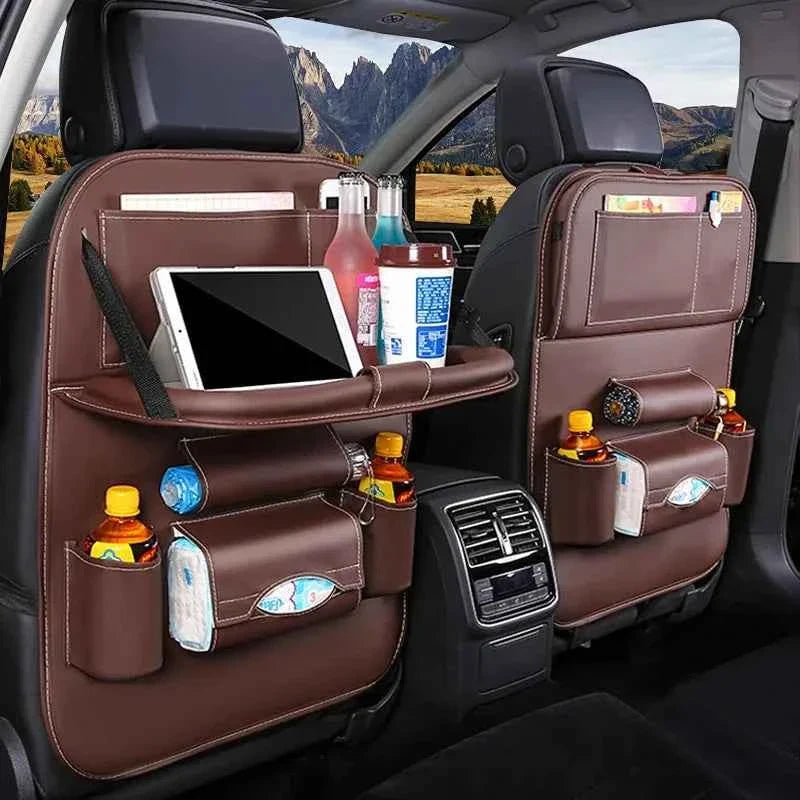 Car Back Seat Organizer Storage Bag with Foldable Table Tray | Car Accessories