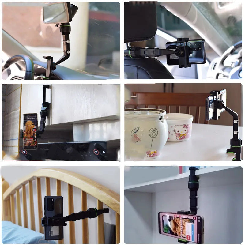 360° rearview mirror car phone holder