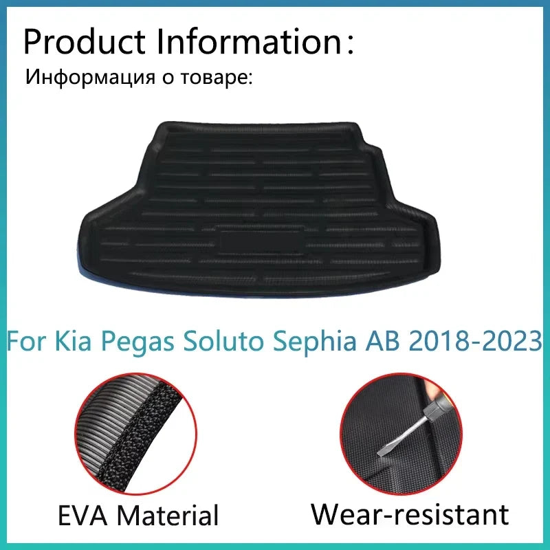 For Kia Pegas Soluto Sephia AB 2018-2023 Car Accessorie Auto EVA Material Trunk Mat Floor Tray Liner Cargo Boot Carpe Waterproof