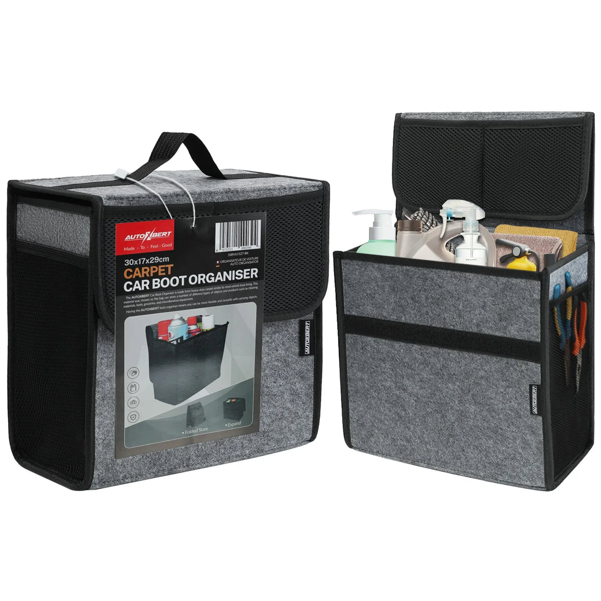 Car Trunk Organizer Felt Boot Organizer Storage Bag | Universal Collapsible Cargo Box