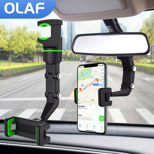 360° rearview mirror car phone holder