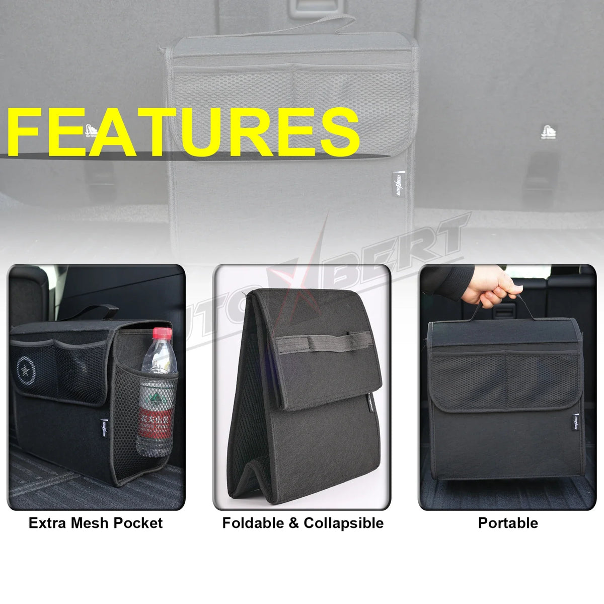 Car Trunk Organizer Felt Boot Organizer Storage Bag | Universal Collapsible Cargo Box