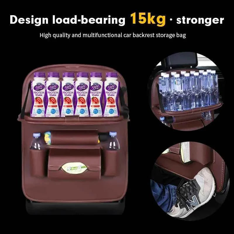 Car Back Seat Organizer Storage Bag with Foldable Table Tray | Car Accessories