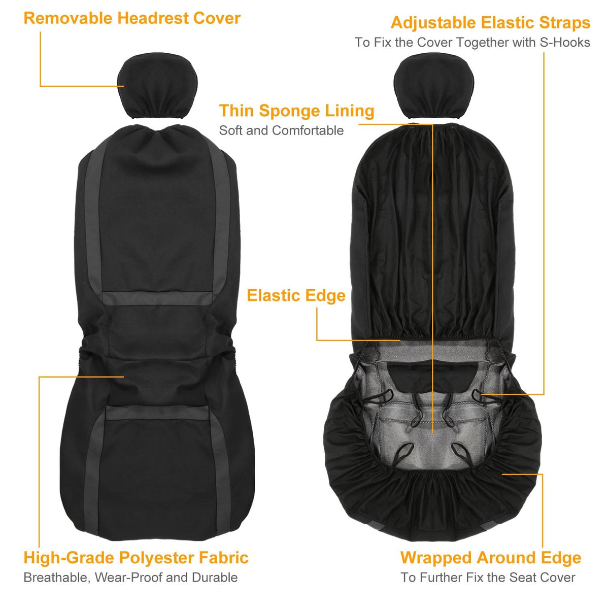 Universal Car Seat Covers | 9-Piece Full Set | Car Accessories