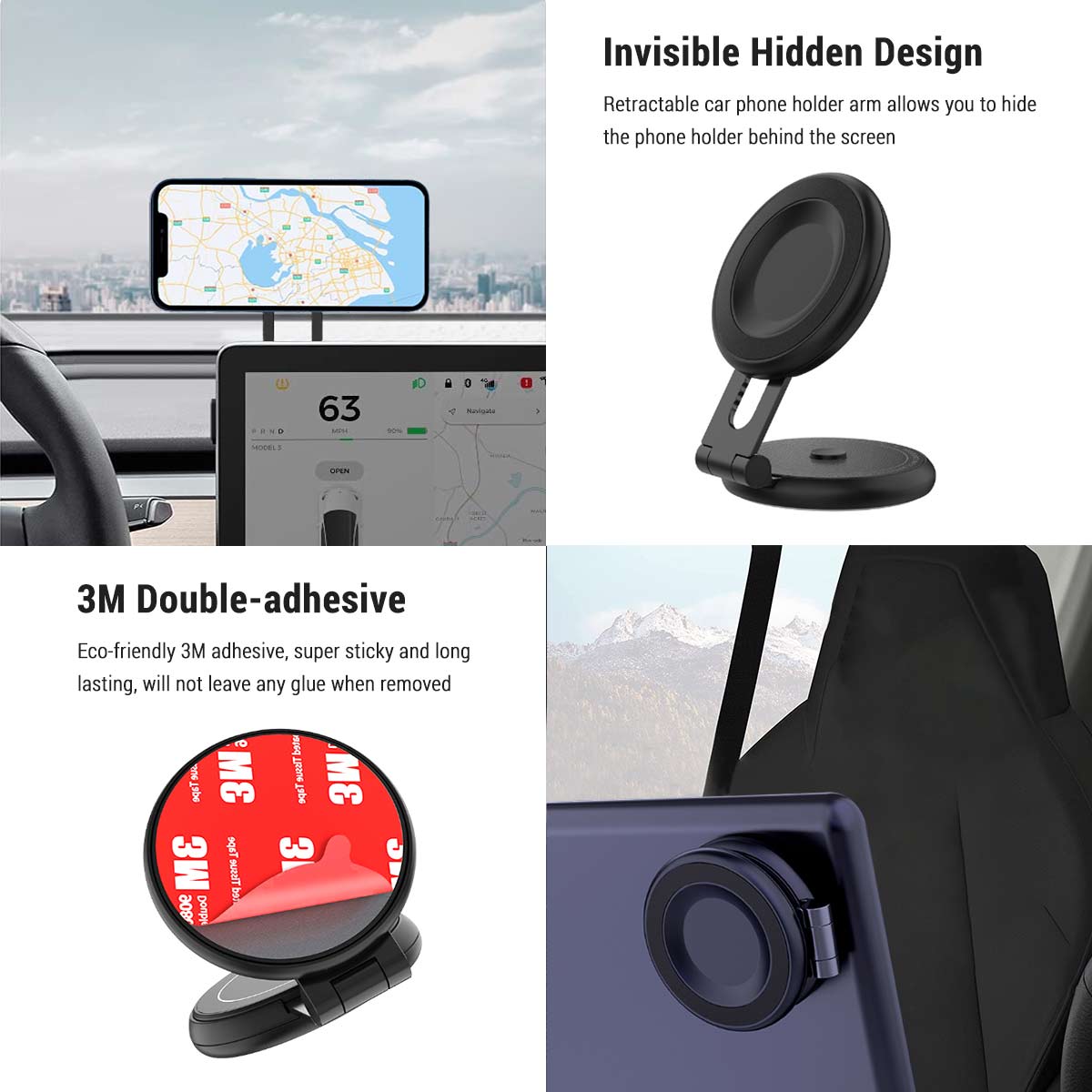Invisible Magnetic Phone Mount for Tesla