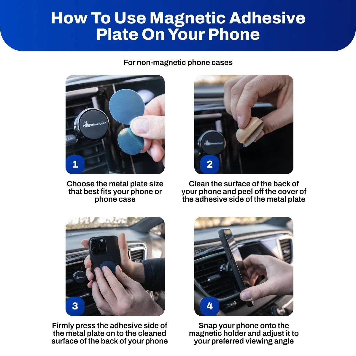 magnetic car phone holder – 360° air vent mount