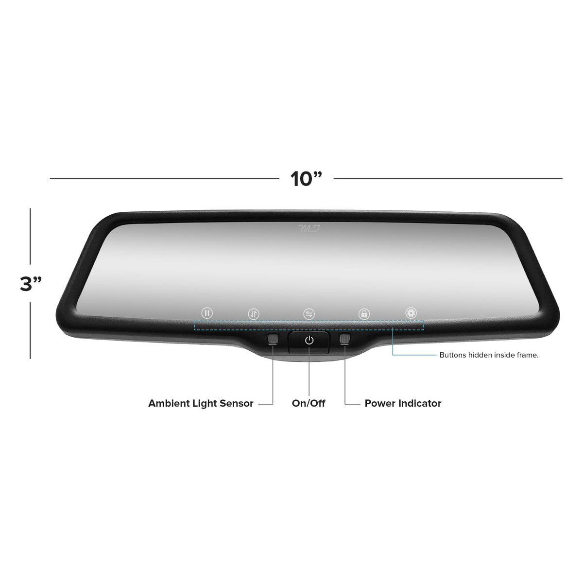 10-inch rear view mirror dash cam with backup camera - view 5