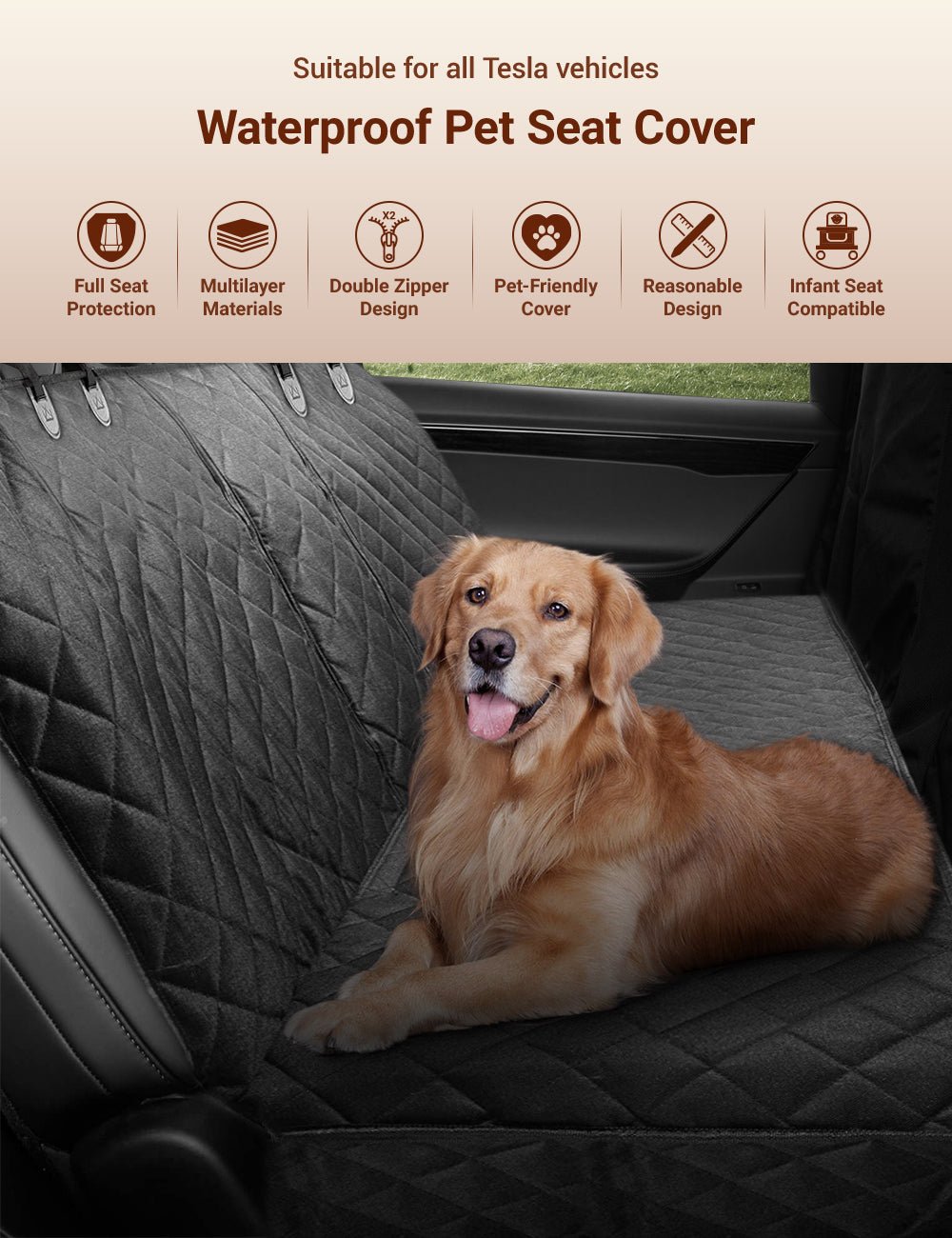 Dog Seat Cover | Tesla Model 3/Y/S/X/Cybertruck | Car Accessories