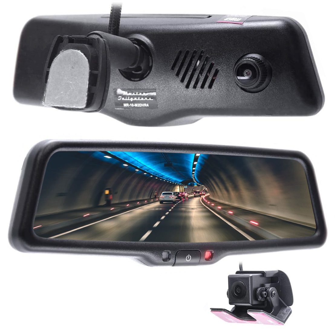10-inch rear view mirror dash cam with backup camera - view 2
