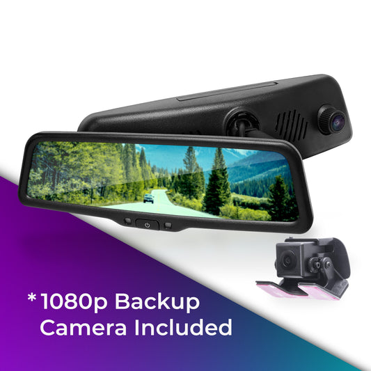 10-inch rear view mirror dash cam with backup camera