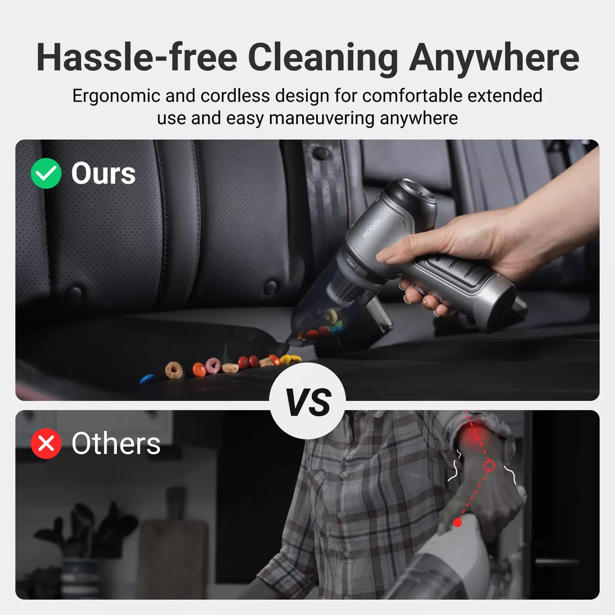 xCool cordless handheld car vacuum for car, home and pet hair - view 4