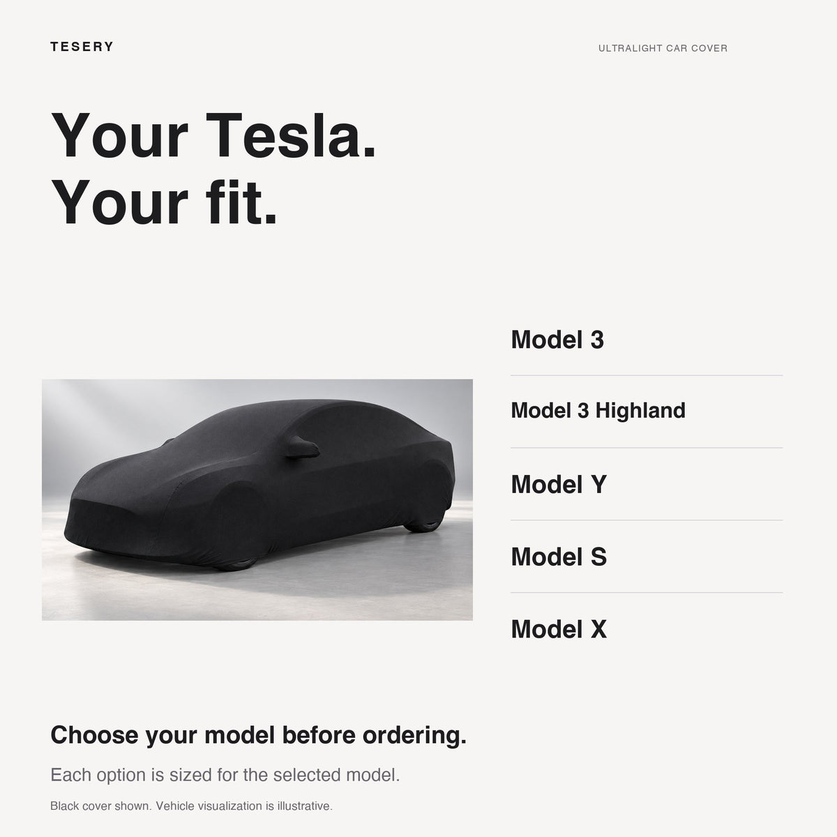 Ultralight Car Cover for Model 3/Y/X/S | Indoor & Outdoor | UV Protection | Stretchable | Car Accessories
